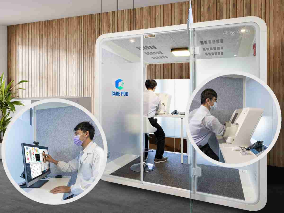 达擎于医疗科技展中展出＂远距诊疗舱＂，，，，以因应医疗数字化及社会高龄化趋势下、、复诊及慢性病患等族群对于远距看诊需求逐渐升高所推出的创新整合方案。。多功能合一、、高隐私性的远距诊疗舱可根据病患端与医师端的不同需求，，，提供弹性化及客制化功能，，，，节省医生和病患的精力及时间