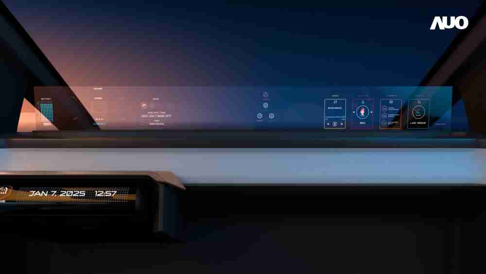 PG国际无界透明显示接口(Horizon Image Glass)透过车运算方案整合仪表板、、、、中控台及副驾显示器，，，，一体式全景呈现，，提供乘用者清晰的前方视野、、、行车必要信息与娱乐功能
